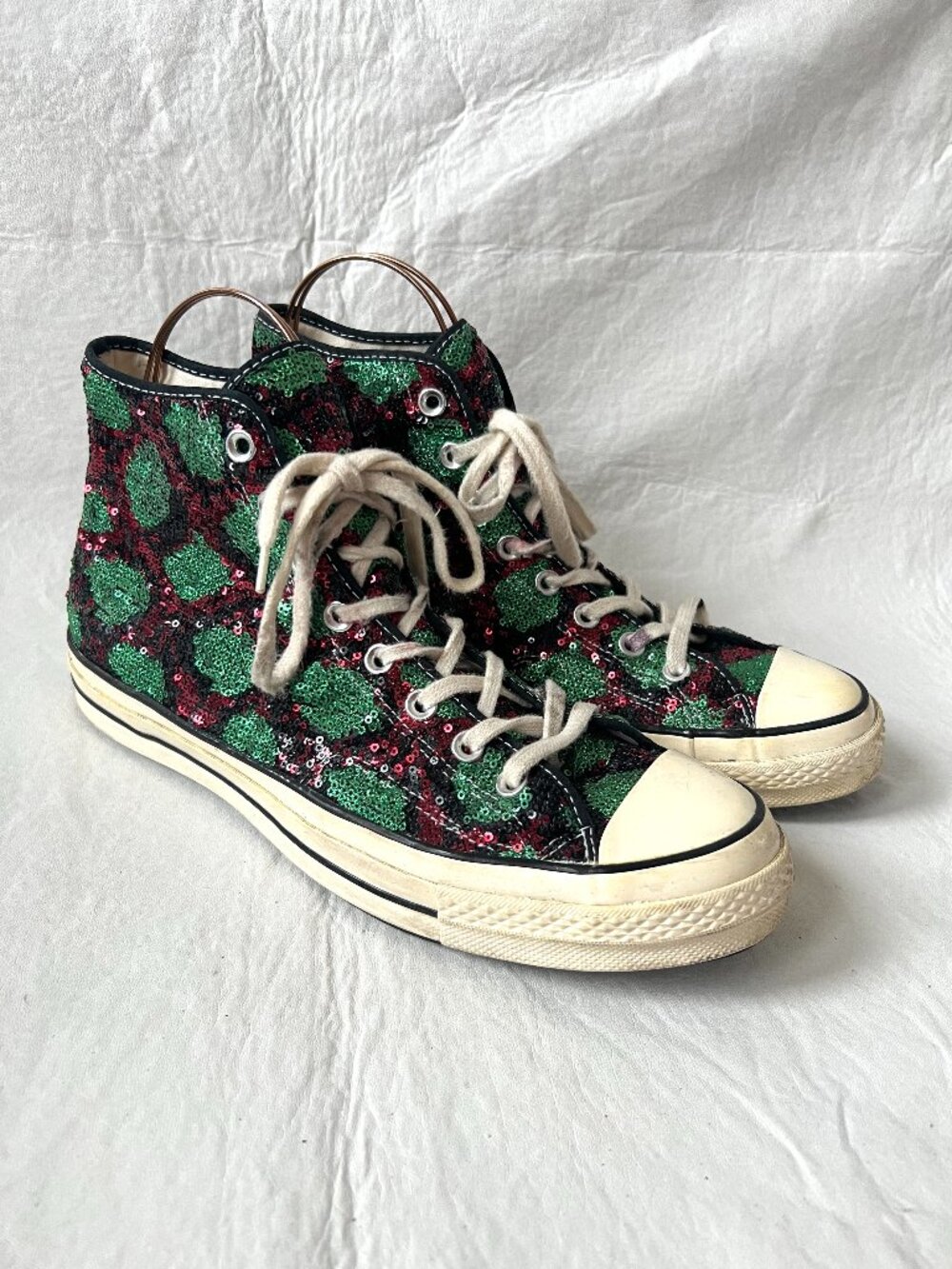 Converse sneakers Chuck 70 High Snake Pattern Red Green sequins mens US 11 shoes
